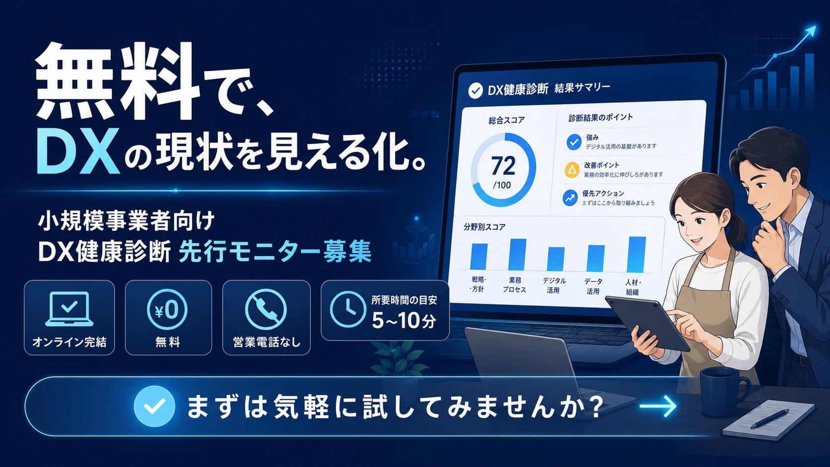 小規模事業者向け無料DX健康診断の先行モニター募集