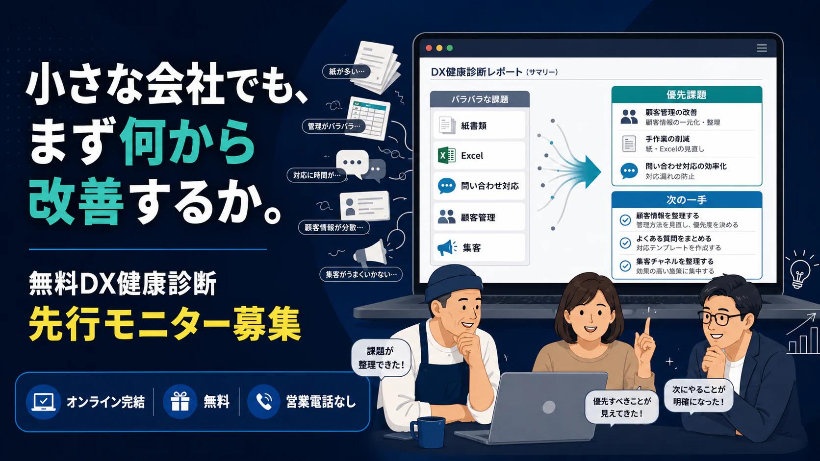 無料DX健康診断モニター募集のトップビジュアル
