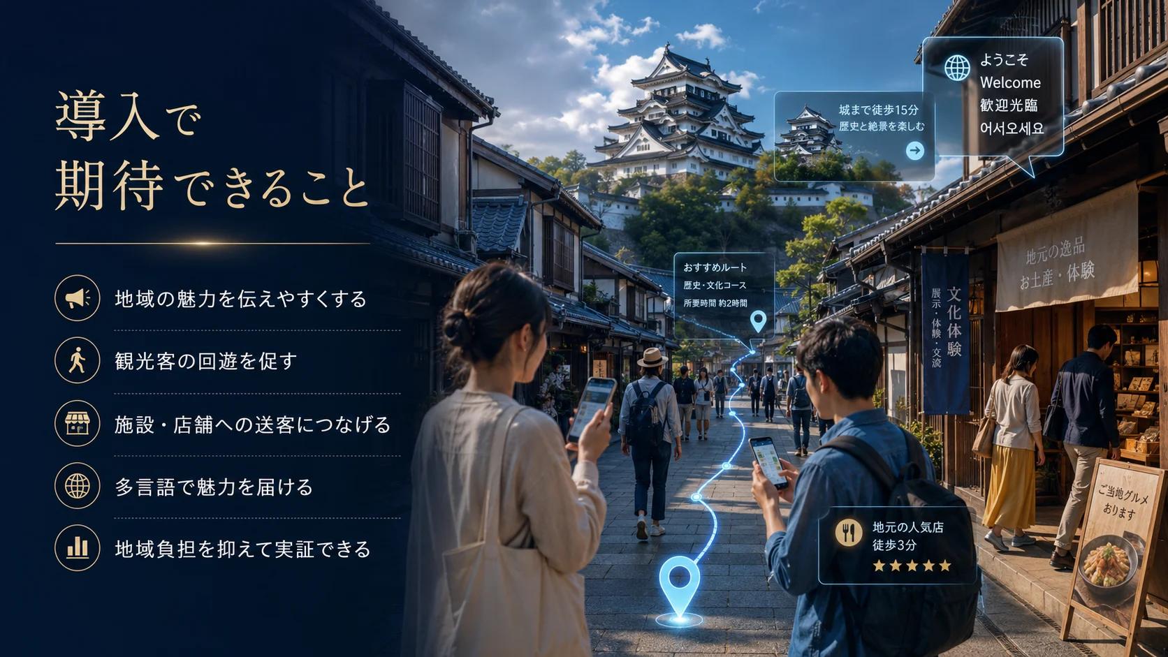 来訪と回遊につながる観光DXの価値のイメージ図